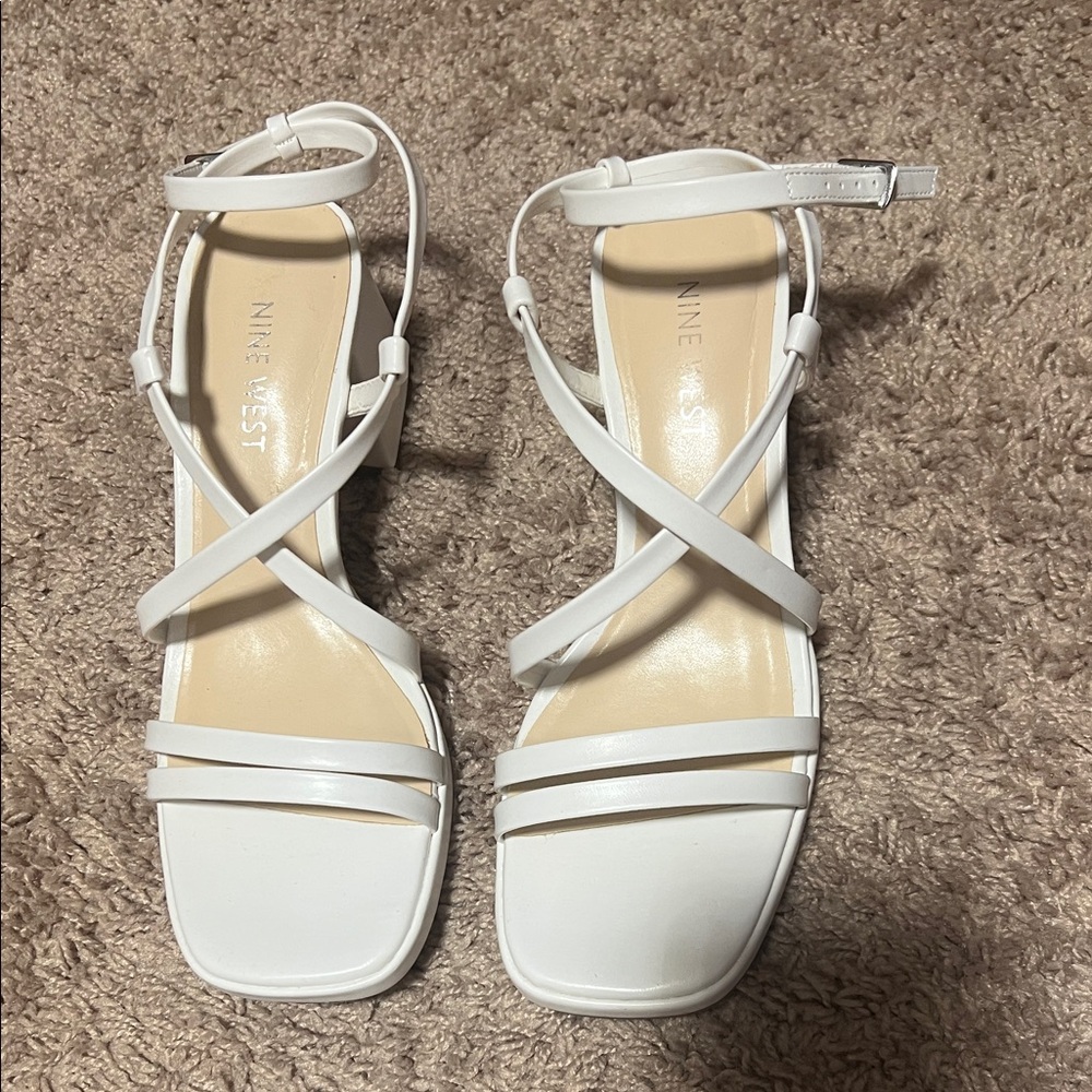 Nine West White Crisscross Sandals